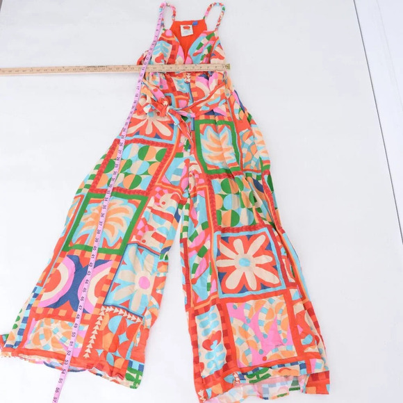 Anthropologie Farm Rio Cutout Halter Jumpsuit Red  Floral Boho S - Picture 4 of 13